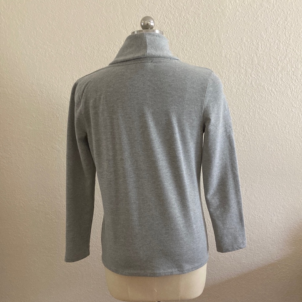 Talbots Light Gray Cowl Neck Brushed Knit Pullover - Picture 3 of 8